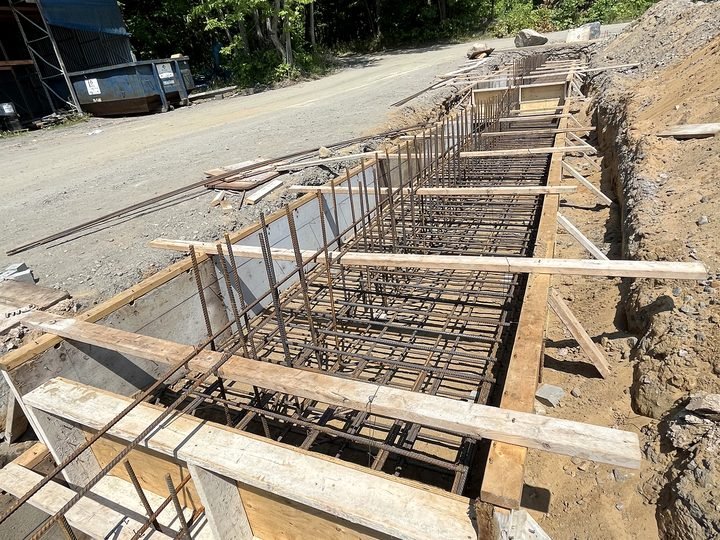 Reinforcing steel installed inside concrete forms